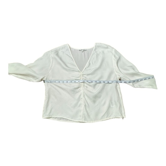 Madewell Brushed Ruched Front Ivory V-neck Long Sleeve Blouse Women’s Size 8 - Picture 6 of 14